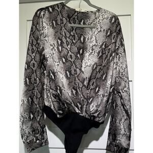 ee:some Bodysuit Snake Skin Look Opaque Sheer Women's Size Medium